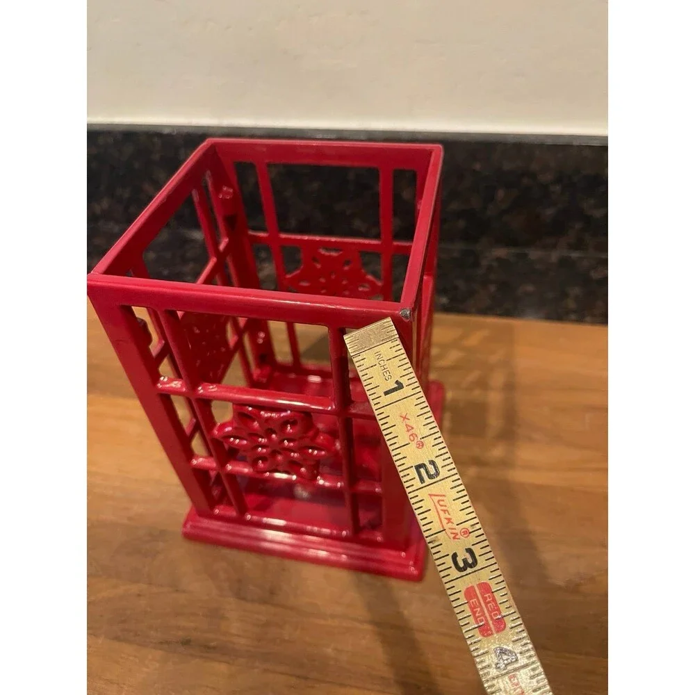 Cherry Red Enamel Cast Iron Counter Utensil Holder